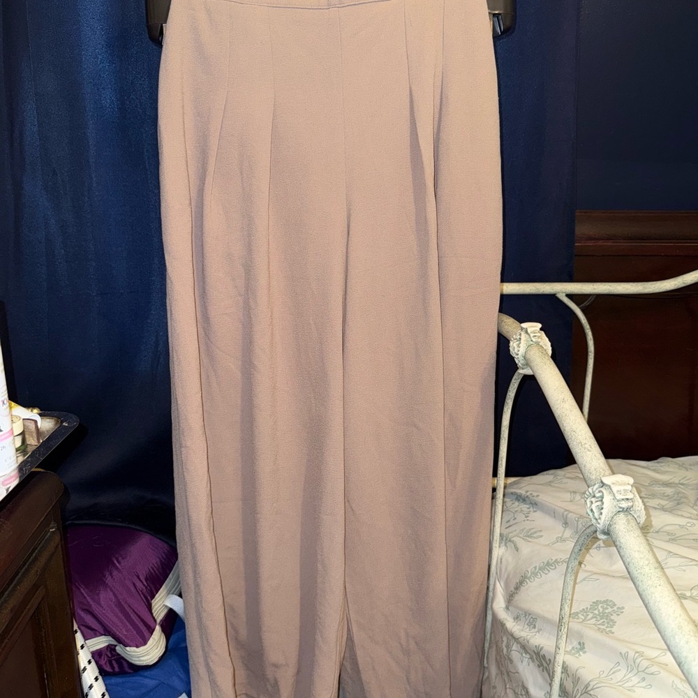 Pin Up Couture Doris Women's Wide Leg Pants in Soft Beige